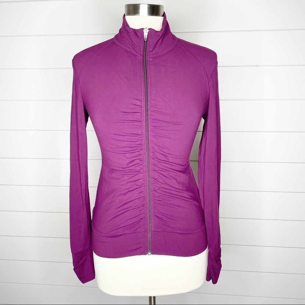 LUCY Power Ruched Full Zip Athleisure Jacket Purple Size XS